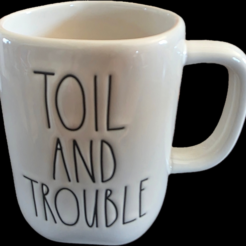 White 'Toil and Trouble' Ceramic Mug - Rae Dunn Style